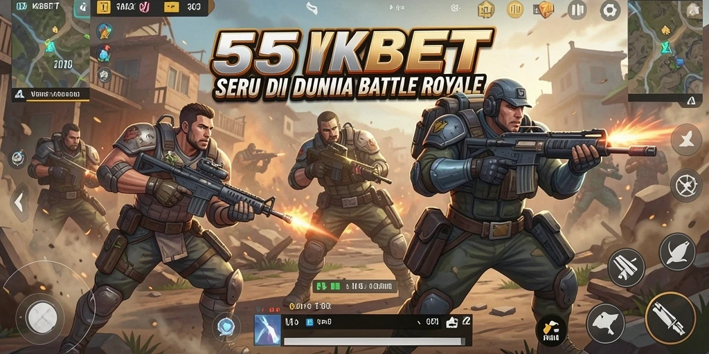Tangkapan layar utama 55KBET menampilkan aksi seru dalam permainan Battle Royale.