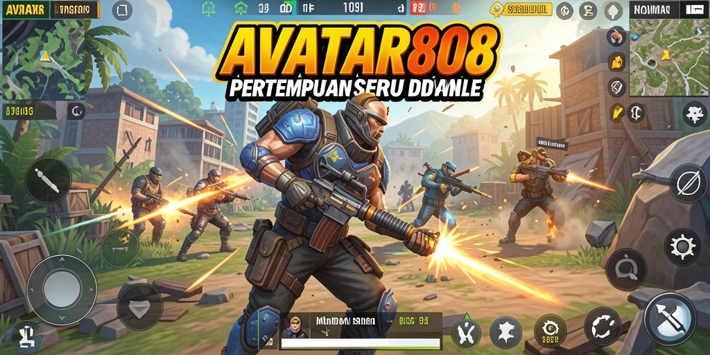 Tampilan gameplay AVATAR808 dengan aksi pertempuran seru di Battle Royale.