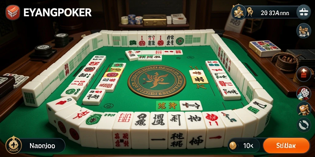 Screenshot gameplay EYANGPOKER menampilkan papan Mahjong yang menarik.