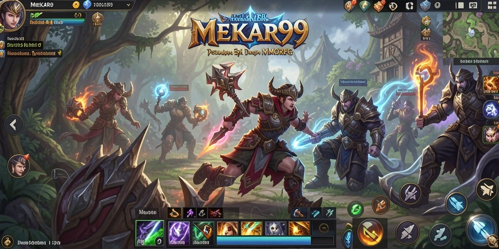 Tangkapan layar MEKAR99 menampilkan pertarungan seru dalam dunia MMORPG.