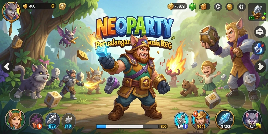 Tampilan menarik dari gameplay RPG NEOPARTY yang seru.
