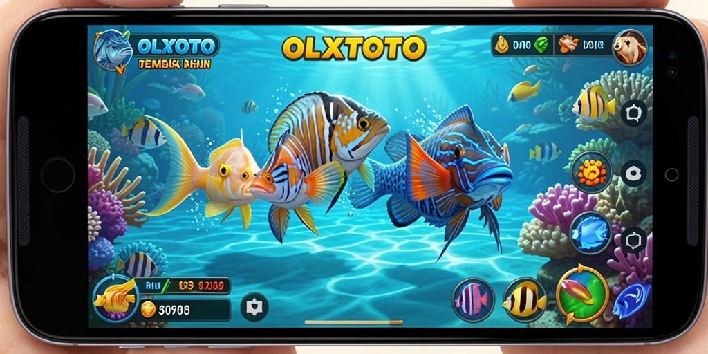 Gameplay SERU OLXTOTO dengan ikan berwarna-warni di bawah laut.