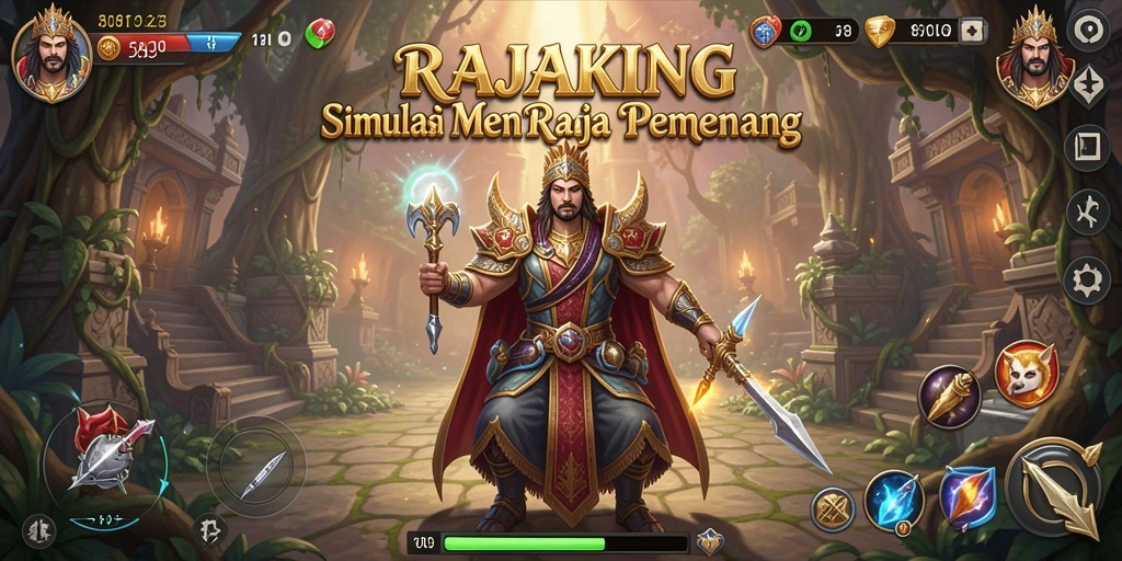 Tampilan seru gameplay RAJAKING yang menampilkan pengelolaan kerajaan.