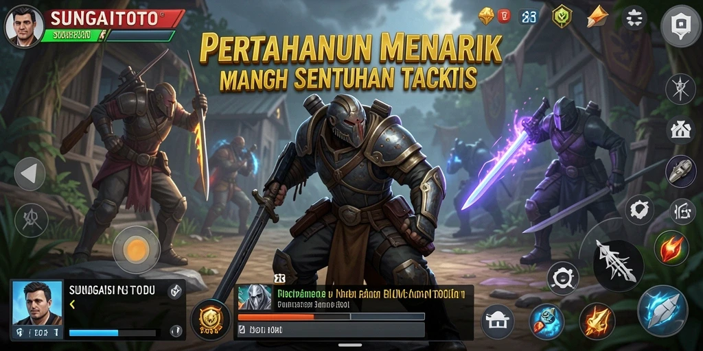 Tampilan gameplay menegangkan dari SUNGAITOTO dalam pertempuran Tower Defense.