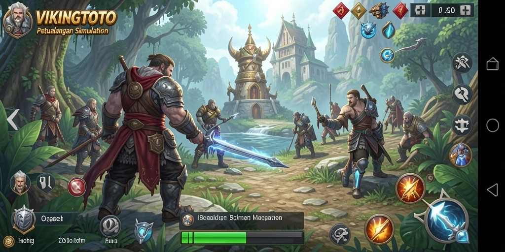 Screenshot gameplay VIKINGTOTO dengan karakter viking yang beraksi.